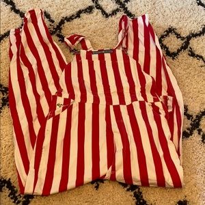 Red white striped overalls